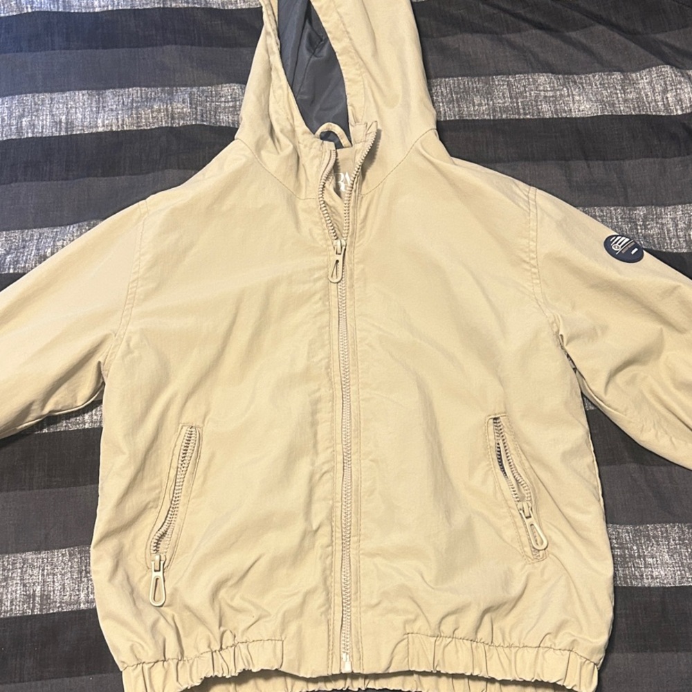 ZARA Kids Hooded Windbreaker Jacket - Beige